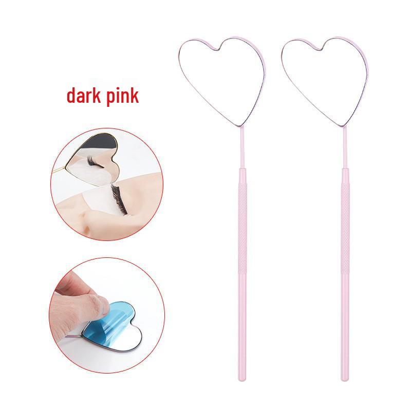 Heart-Shaped Anti-Fog Eyelash Extension Mirror - Stainless Steel, Anti-Curl Design