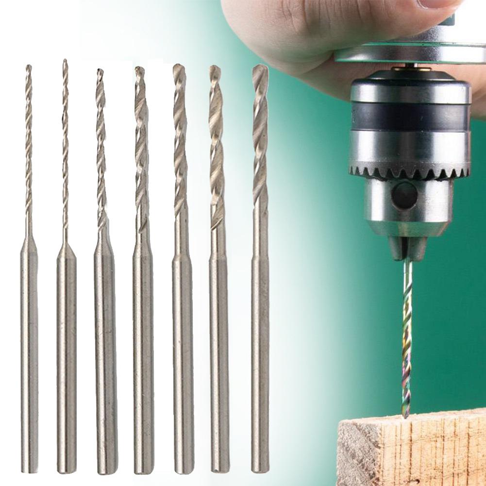 7pcs 2.35mm Shank Drill Bit 0.8 1.0 1.2 1.4 1.6 1.8 2.0mm For Jewelry Wood Plastic Rubber Model Drilling Hole Power Tool
