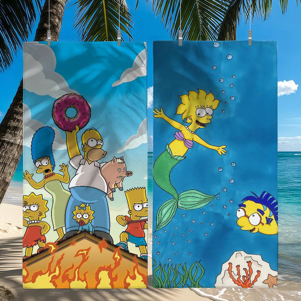 Cartoon Towel Beach Towel Travel Lightweight Skin Friendly The S-Simpsons For Pool Beach Camping Cruise Summer