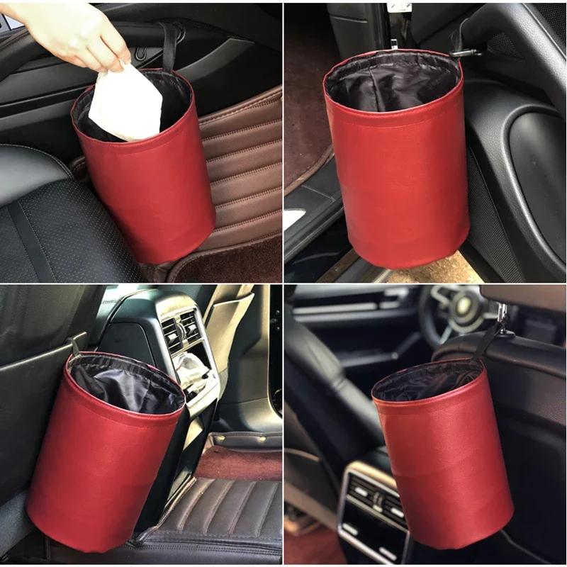 Car Trash Bin Storage Basket Interior Rubbish Container Waterproof Garbage Can Folding Car Organizer Auto Accessories