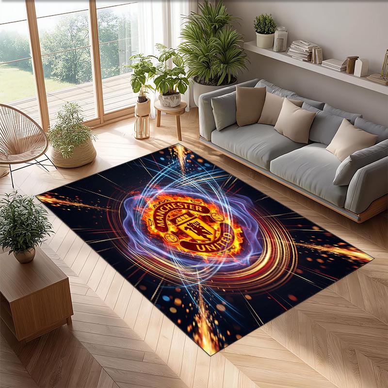 Tappeto in Flanella Stampato Manchester United Antiscivolo Morbido Poliestere Tappeto per Pavimento Tappetino Decorativo per Interni per Camera da Letto Soggiorno Divano