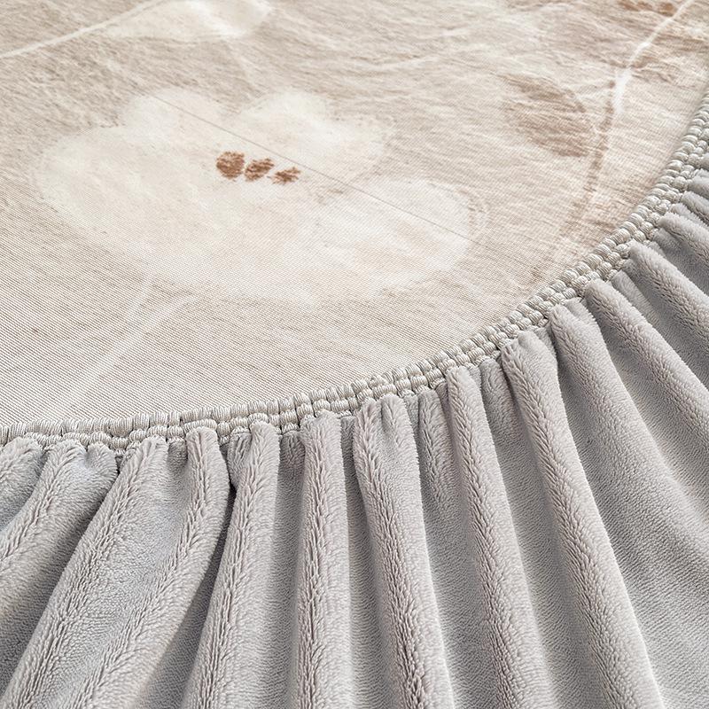 French Rabbit Fur Double-Layer Lace Fitted Sheet Bed Skirt 3-Piece Set
