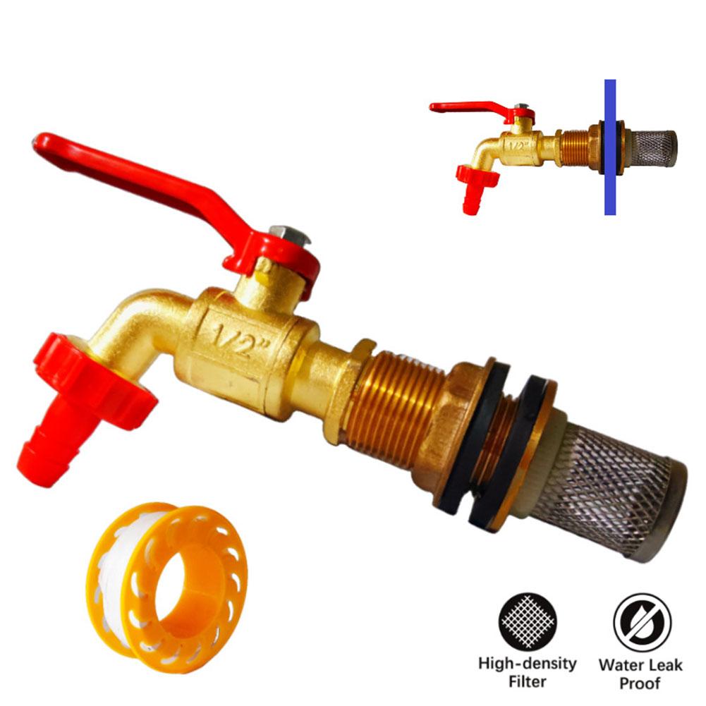 1 Pcs Spigot Water Butt Tank Kit With Filter Washers 1/2" OD Inlet And GHT3/4 Outlet Horticultural Bucket Connector