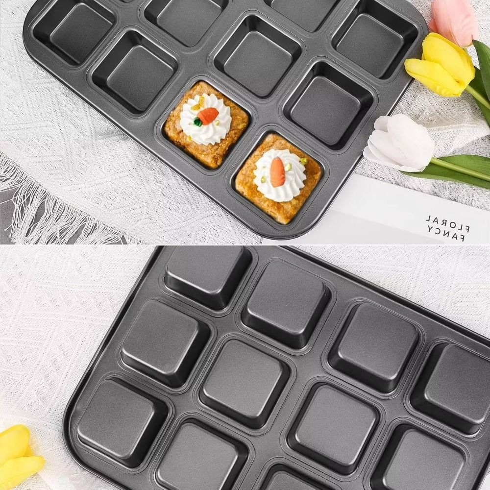 12 Cavity Mini Loaf Pan Corrosion-Resistant Muffin Baking Pan Muffin Cupcake Pan  Household Kitchen