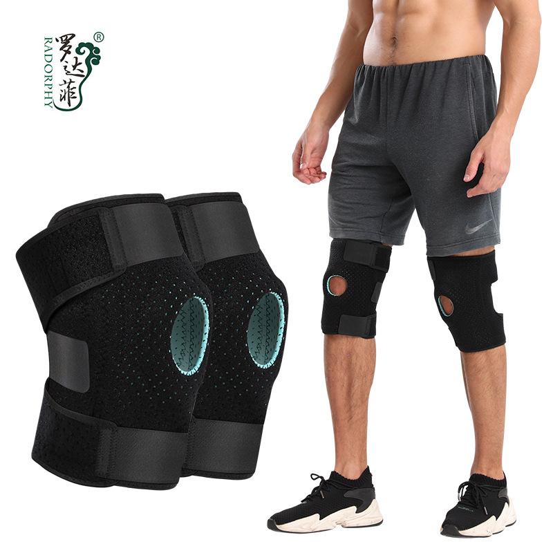 Sports Knee Brace With Silicone Strip Breathable Four Spring Support For Running Basketball чёрный