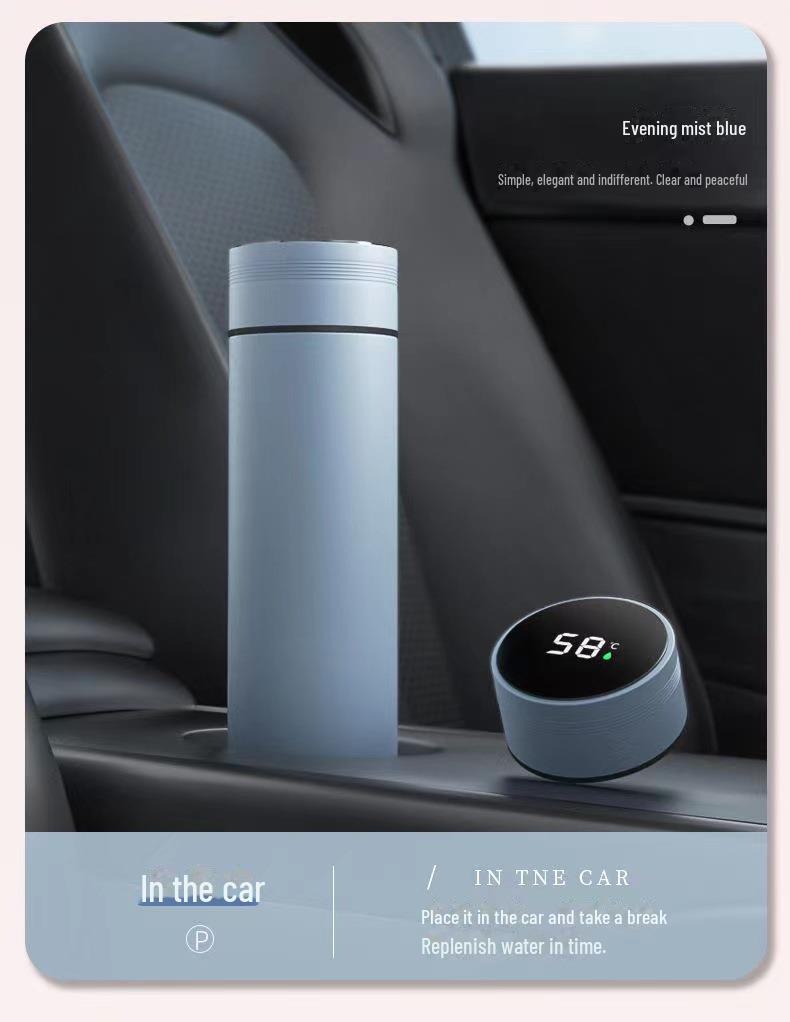 Korean Style 316 Stainless Steel Thermos with Smart Temperature Display – Unisex, Cute & Simple Design