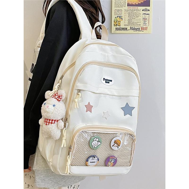 Schoolbag Japanese Ins Transparent Pain Bag Large Capacity Versatile College Girl Mini Backpack Cute Little School Bag