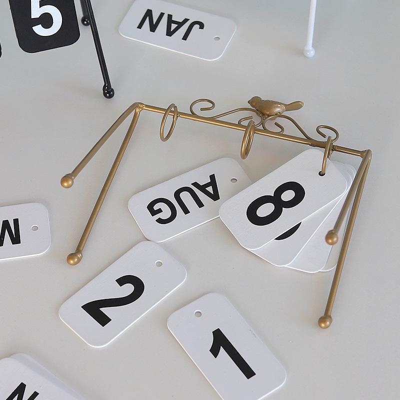 DIY Iron Bird Page Flip Calendar Decoration Crafts Creative Perpetual Calendar Home Decoration