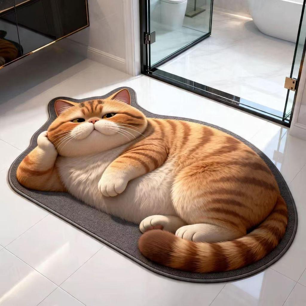 3D Cat Bathroom Mat: Quick-Dry, Water-Absorbent Diatomaceous Mud Mat with Stereoscopic Effect