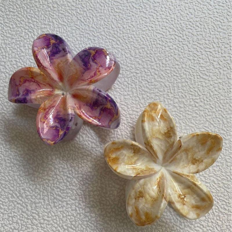 Smudge Frangipani Haarspange Damen Bunt Vielseitig Haifisch-Klammern Einfache Haaraccessoires