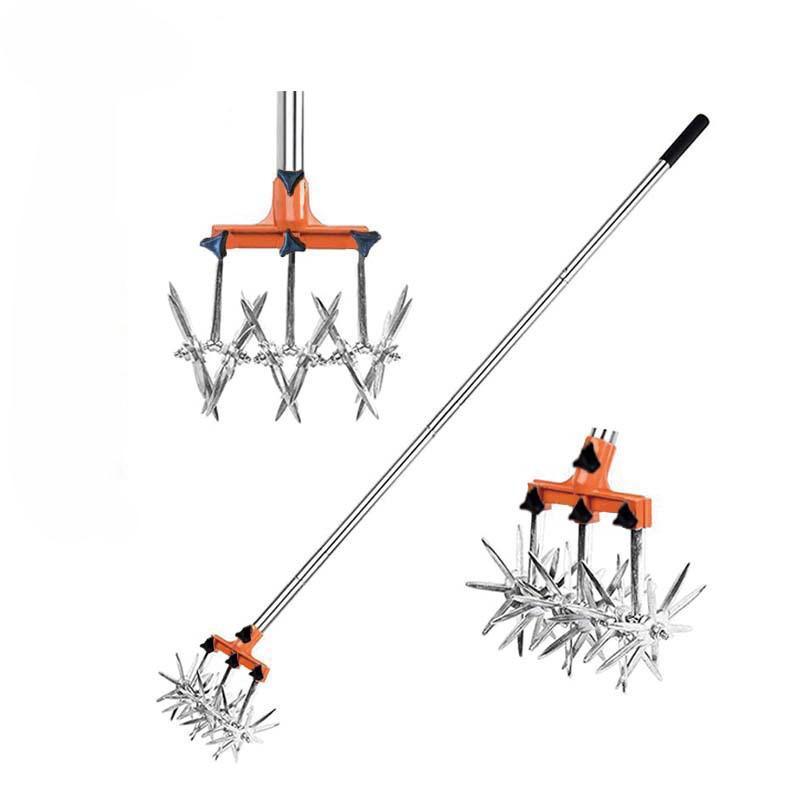 

Manual Rotary Cultivator Stainless Steel Garden Tool Hand Tiller for Soil Loosening Weeding