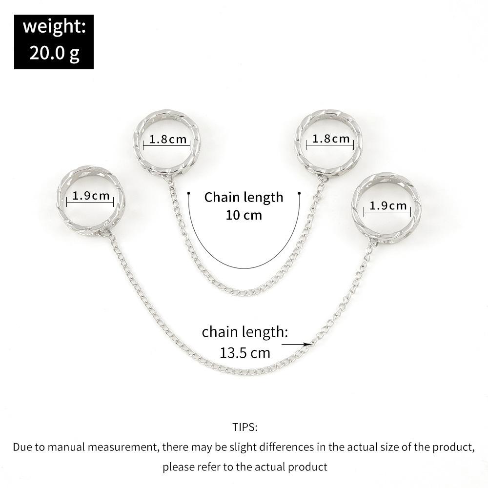 Fashion Punk Cool HipHop Tassel Chain Open Rings Set Women Multi-layer Adjustable Finger Rings Party Travel Gift Jewelry