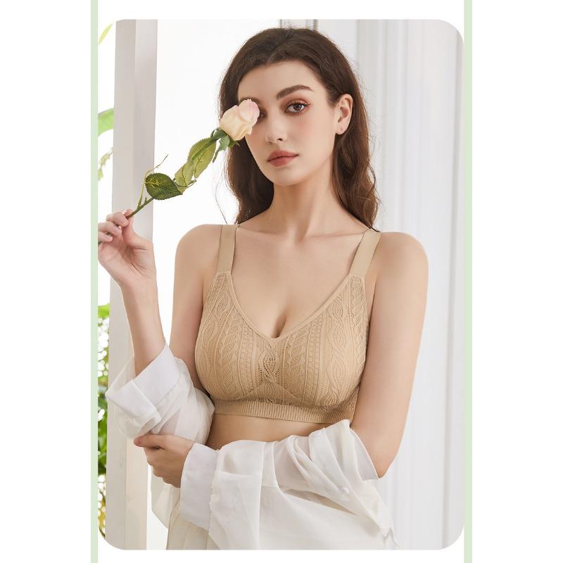 Plus Size Seamless Thin Push Up Wireless Sports Bra For Women