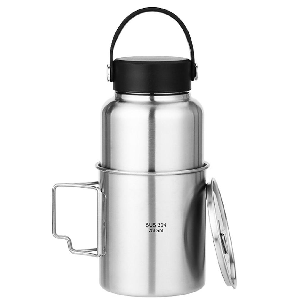 LIXADA 1050ml Edelstahl Wasserflasche Auslaufsicher Sportflasche mit 750ml Wasserbecher für Outdoor Camping Wandern