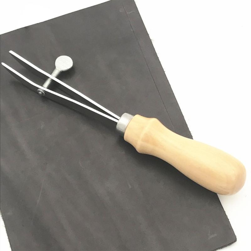 Leather Edging Creaser Tool with Wood Handle Leather Craft Scriber Marking Tool Adjustable Leather Creaser Working Tool