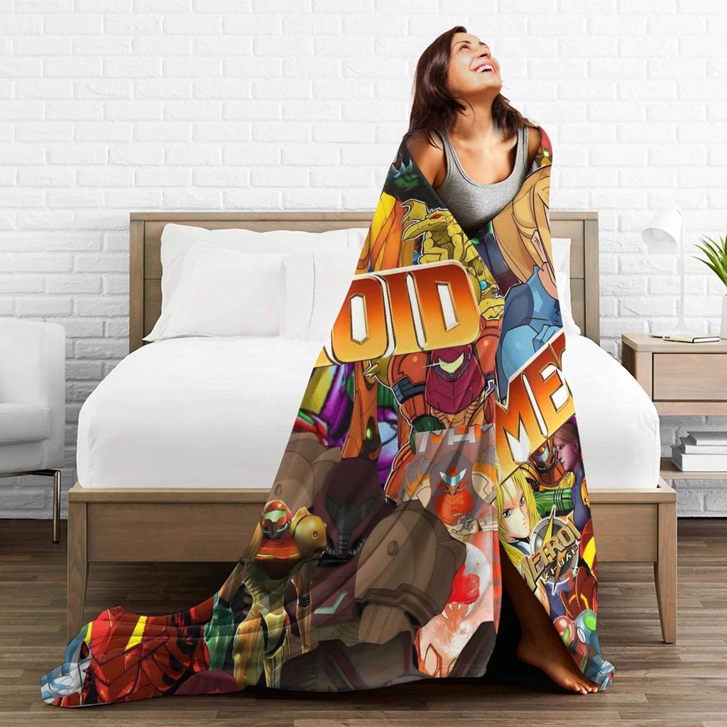 Metroids Hero Game  Blanket  Warm Soft  Plush Bedding Throws For Couch Chair Sofa Bed Travel Office Flannel Bedspread Bed Cover