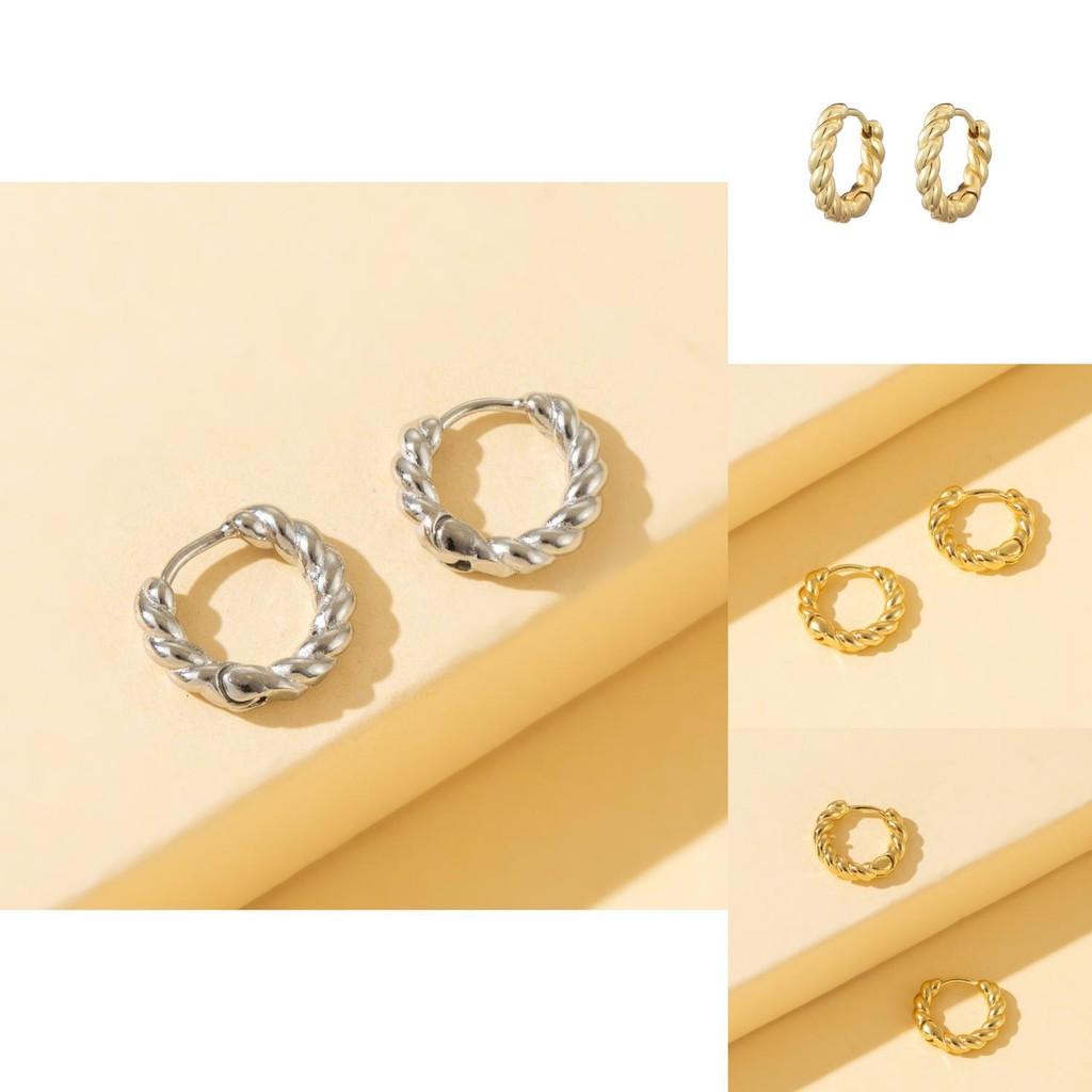 Fashionable Geometric Copper Earrings Versatile Modern Jewelry For Women