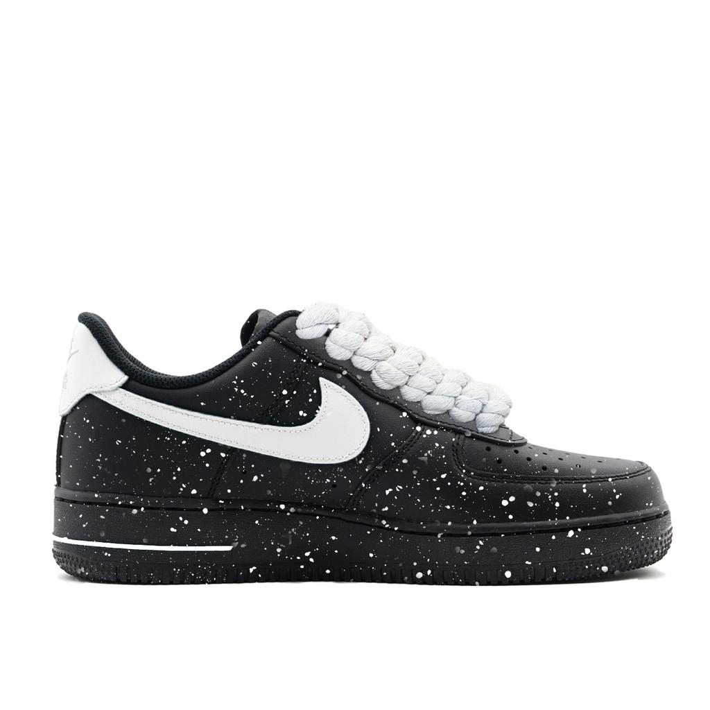 Nike Air Force 1 Bolinhas Brancas Resistente à Abrasão Antiderrapante Cano Baixo Tênis de Skate Unissex Preto Branco CW2288-001(Team1039-)