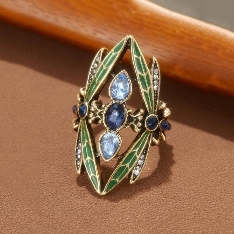 

Retro Trendy Personalized Creative Dragonfly Ring, Women s Niche Ethnic Style Holiday Party Accessories Jewelry 6