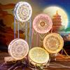 Floral Lantern with Pearls and Ribbon MidAutumn Festival Handheld Toy Kids Led Lights New Year Night Market Stall