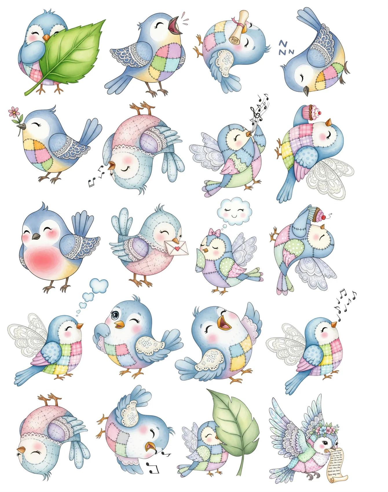 

20pcs Creative Cute Kawaii Self-made Blue Cute Little Bird Animal Scrapbooking Stickers/decorative /DIY Craft Photo Albums білий