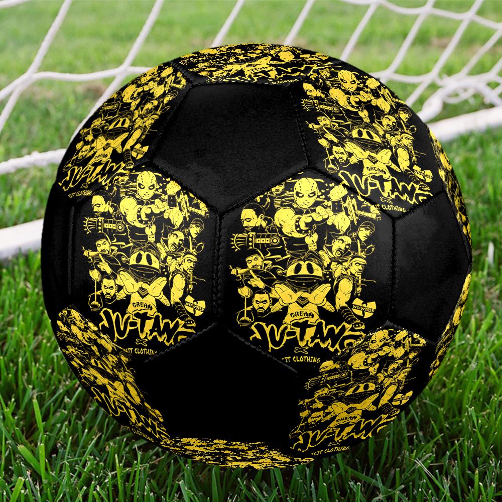 WU TANG Indoor Soccer Ball Colorful Machine Stitched PVC Size 5 Team Training Competition Ready Durable High-Bounce Cool Sports Gift