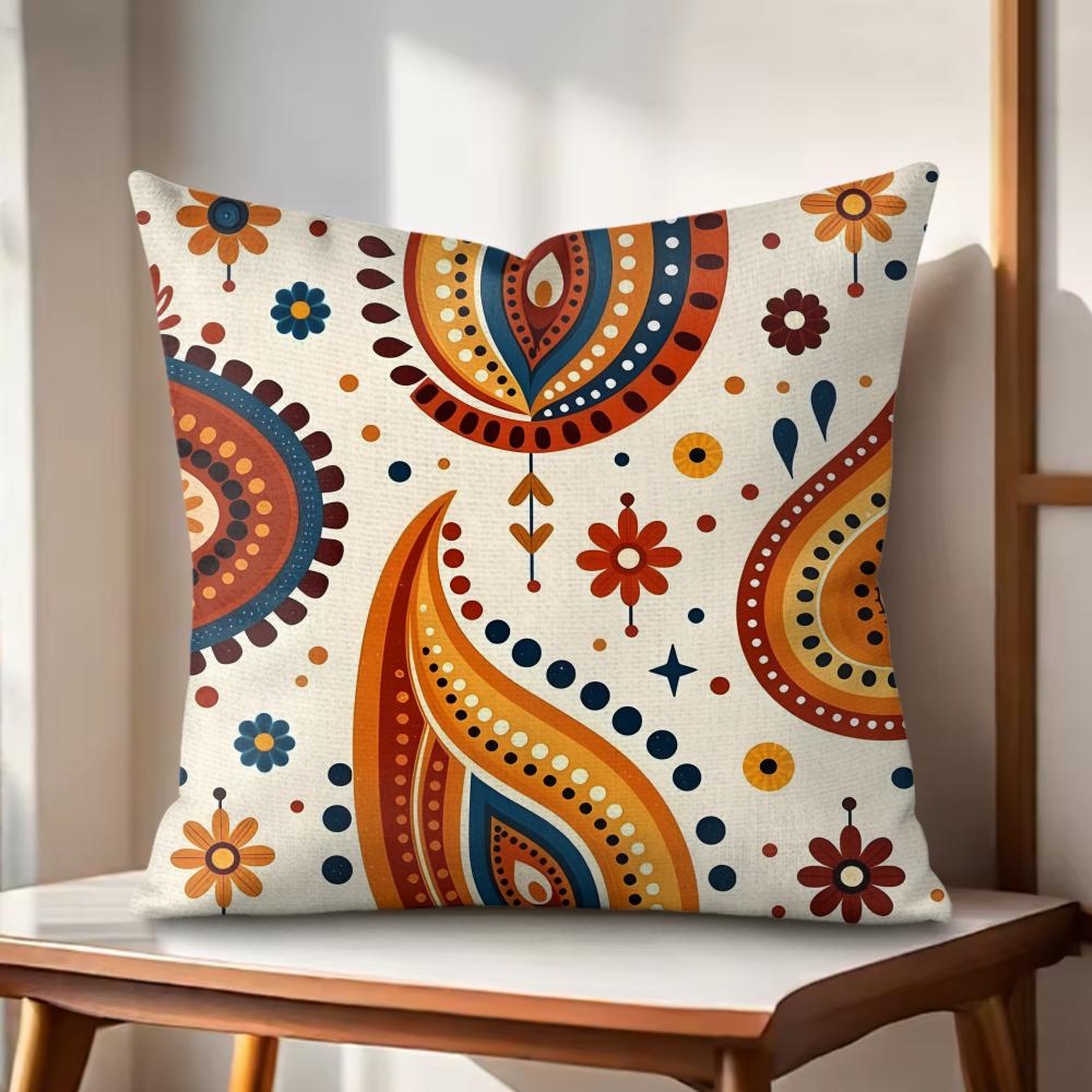 

Bohemian style Cushion Cover Natural Linen Organic Fabric DoubleSided Printing Couch Pillow Covers Home Decor Gift 30cmx30cm