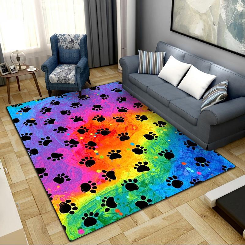 Cute Paws Carpet Rug for Living Room Bedroom Home Sofa Decoration,Kids Play Non-slip Floor Mat