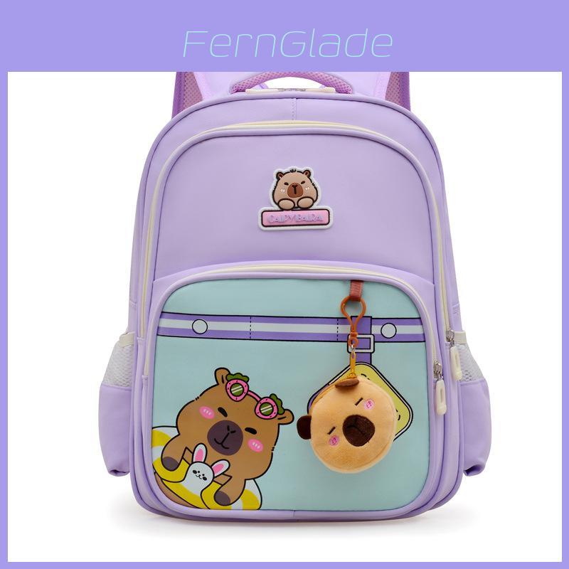 Cute Capybara Cartoon School Backpack For Kids With Lightweight Nylon And Ergonomic Shoulder Straps