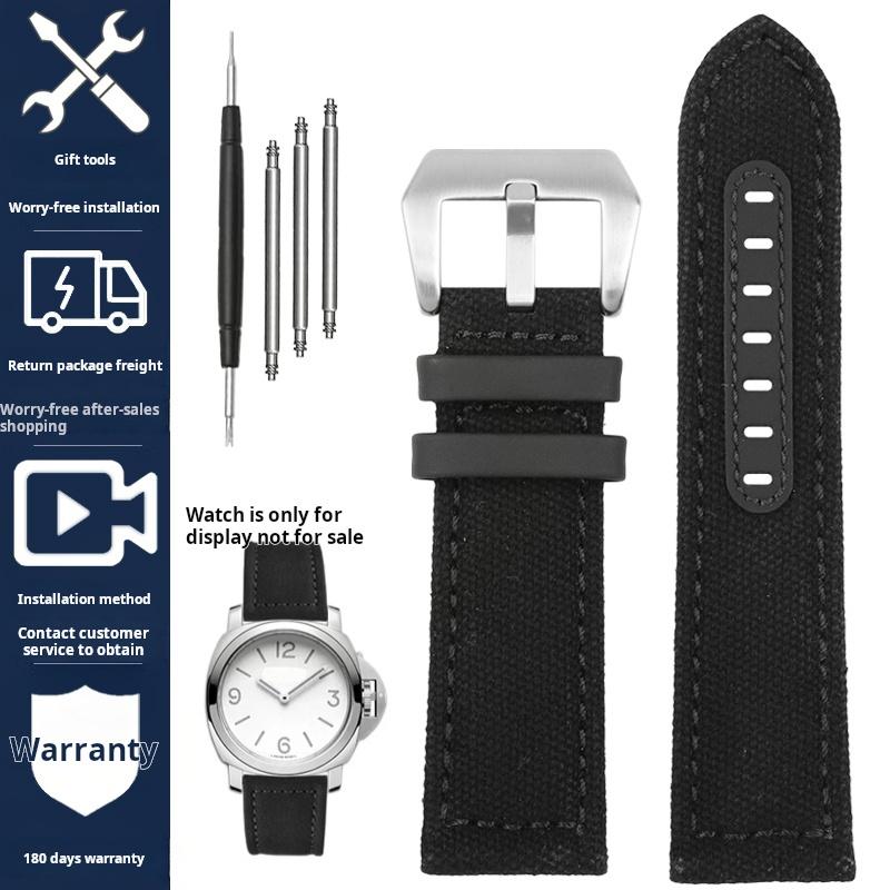 Voor Panerai PAM111 441 137 386 heren Horlogeband Nylon Canvas nylon Koeienhuid Horlogeband 20 22 24mm Roestvrijstalen Gesp Accessoires