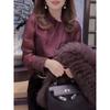 Burgundy Temperament Top Women Autumn New Light Luxury Fashionable Long Sleeved Shirt Top