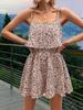 2024 Floral Spaghetti Strap Backless Romper - Women's European & American Style Summer Mini Skirt