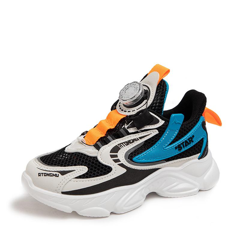 New Style Rotating Buckle Mesh Breathable Running Shoes for Boys and Girls In Spring, Summer and Autumn