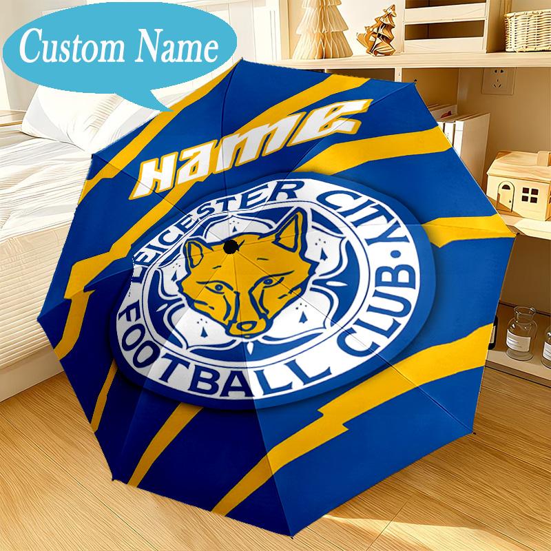Custom Name Umbrella Leicester Football Club Umbrella 8-Frame for Travel, Camping, Casual Lightweight Portable, Essential for Family Gifts