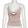 Ins Style Draped Collar Cami Top Women Sexy Pure Desire Spaghetti Strap Vest Summer Daily Wear