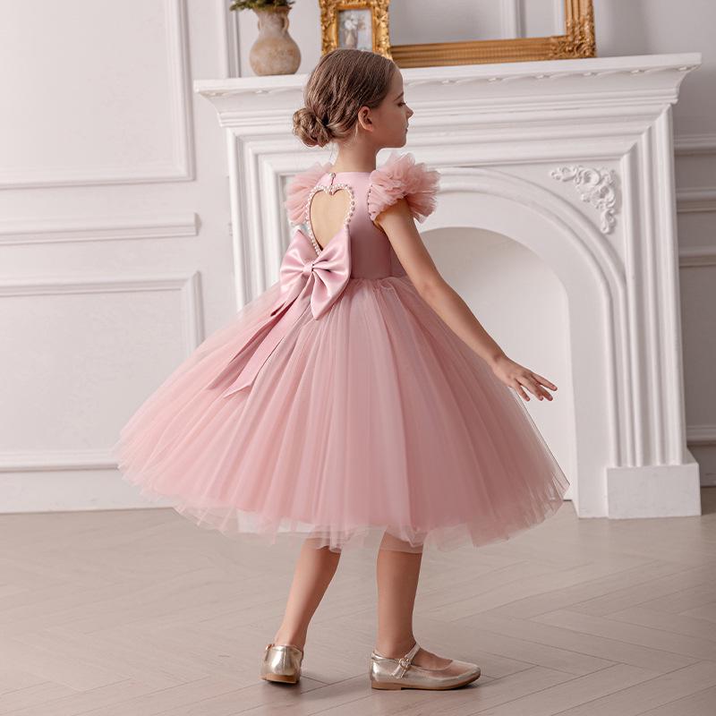 Puff Sleeve Princess Dress for Girls - Birthday, Party, Piano Performance, Flower Girl Formal Wear