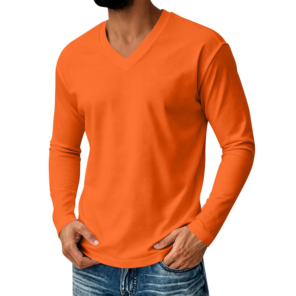 Men's V-Neck Long Sleeve Casual Shirt for Everyday Comfort