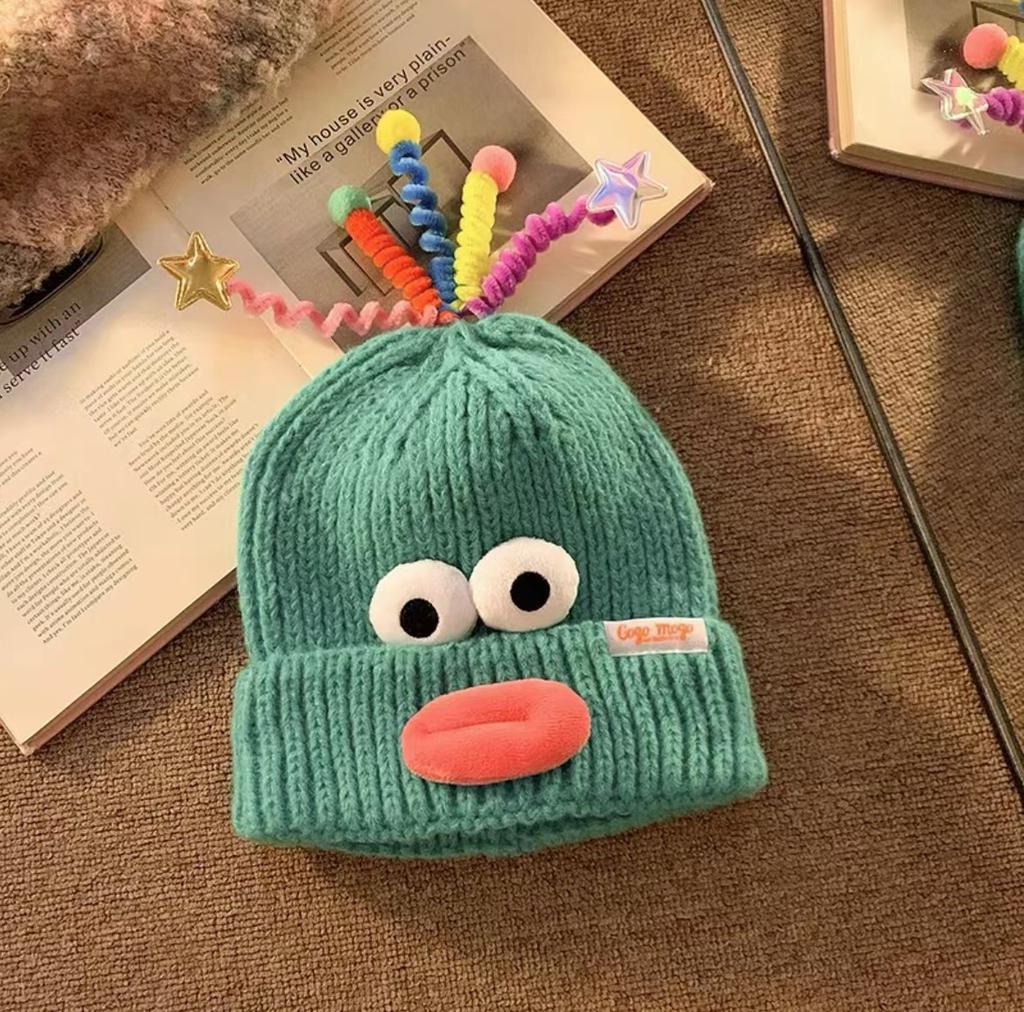 Style Versatile Hat Cute And Funny Big Mouth Womens Warm Hatscaps Knitted