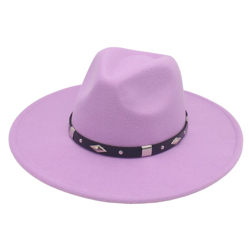 Big Brim Rhombus Metal Belt Accessories Jazz Hat Men'S And Women'S British Style Top Hat