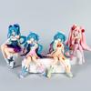 Hatsune Miku Sailor Suit Anime Figure Sitting Pose Pressing Noodles Cup Doll