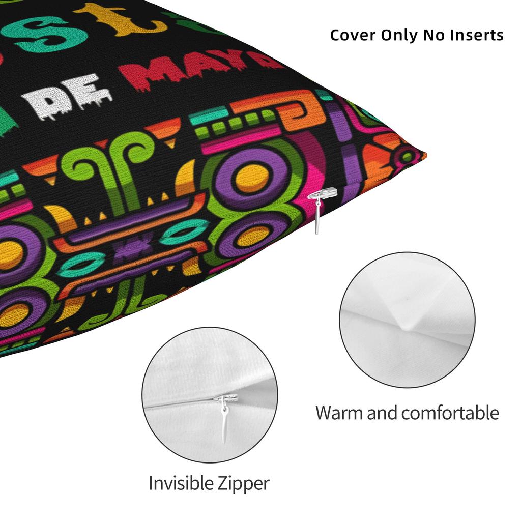 Let'S Fiesta Party Printed Pillow Cover Mexican Amigo Cinco De Mayo Sombrero Morden Pillow Case For Living Room Sofa Soft Gift