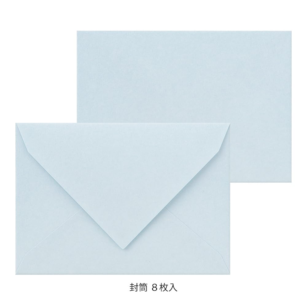 Midori Letter Floral Washi Paper with Paper 86932006 Set, Case, Blue,