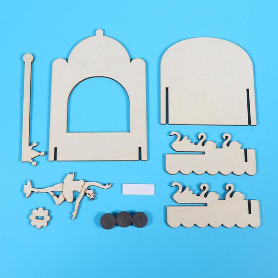 1 Set DIY Magnetic Ballet Girl Model Kit Handmade Wooden Puzzle Dance Stage Building Crafts Kids STEM Educational Science Experiment Toy