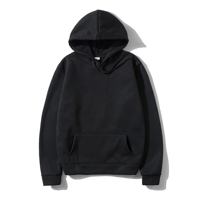 Autumn Fashion Loose Tops Solid Colour Hooded Polyester Men's Sweatshirt Simple Casual