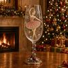 Creative Christmas Table Ornament Nutcracker Champagne Glass, 350ml Hand Painted Holiday Wine High Borosilicate Glassware Decorative Drinkware