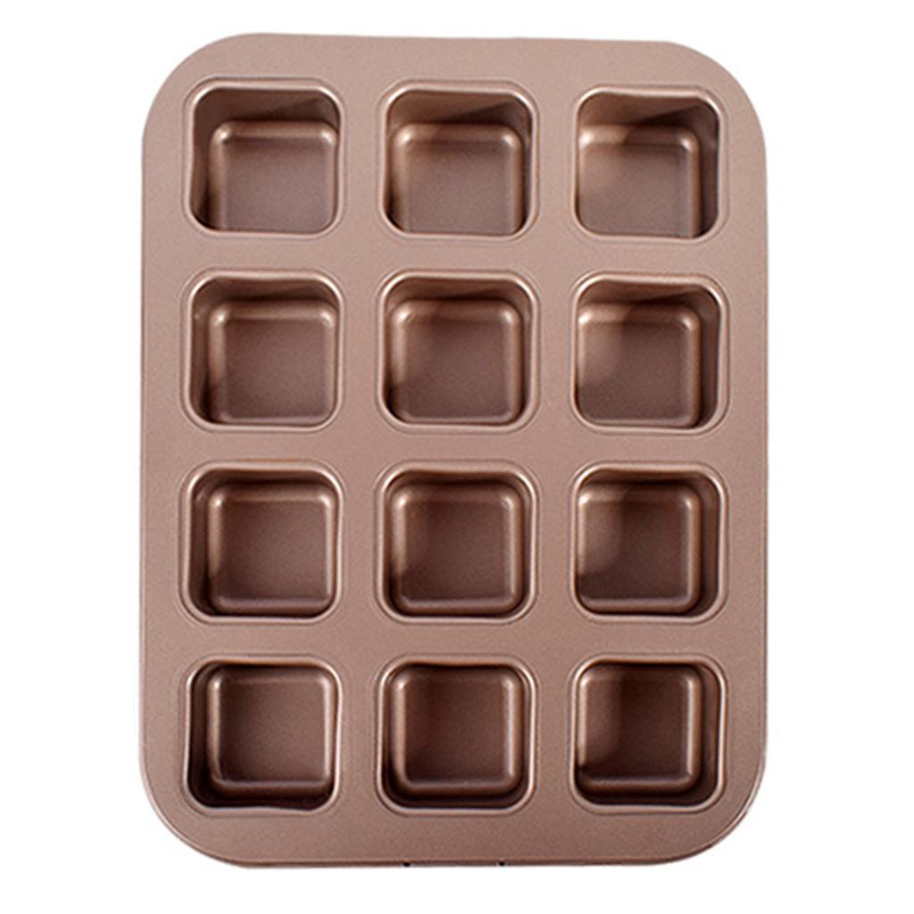 Professional Bakeware 12 Cavity Baking Tools Easy Cleaning Non-Stick Square Chocolate Cake Mold Brownie Baking Pan