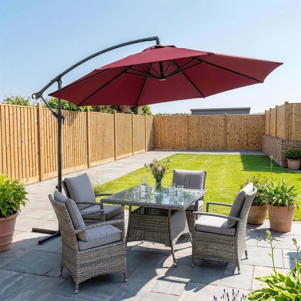 3m Water Resistant Terylene Hanging Parasol Wine Red
