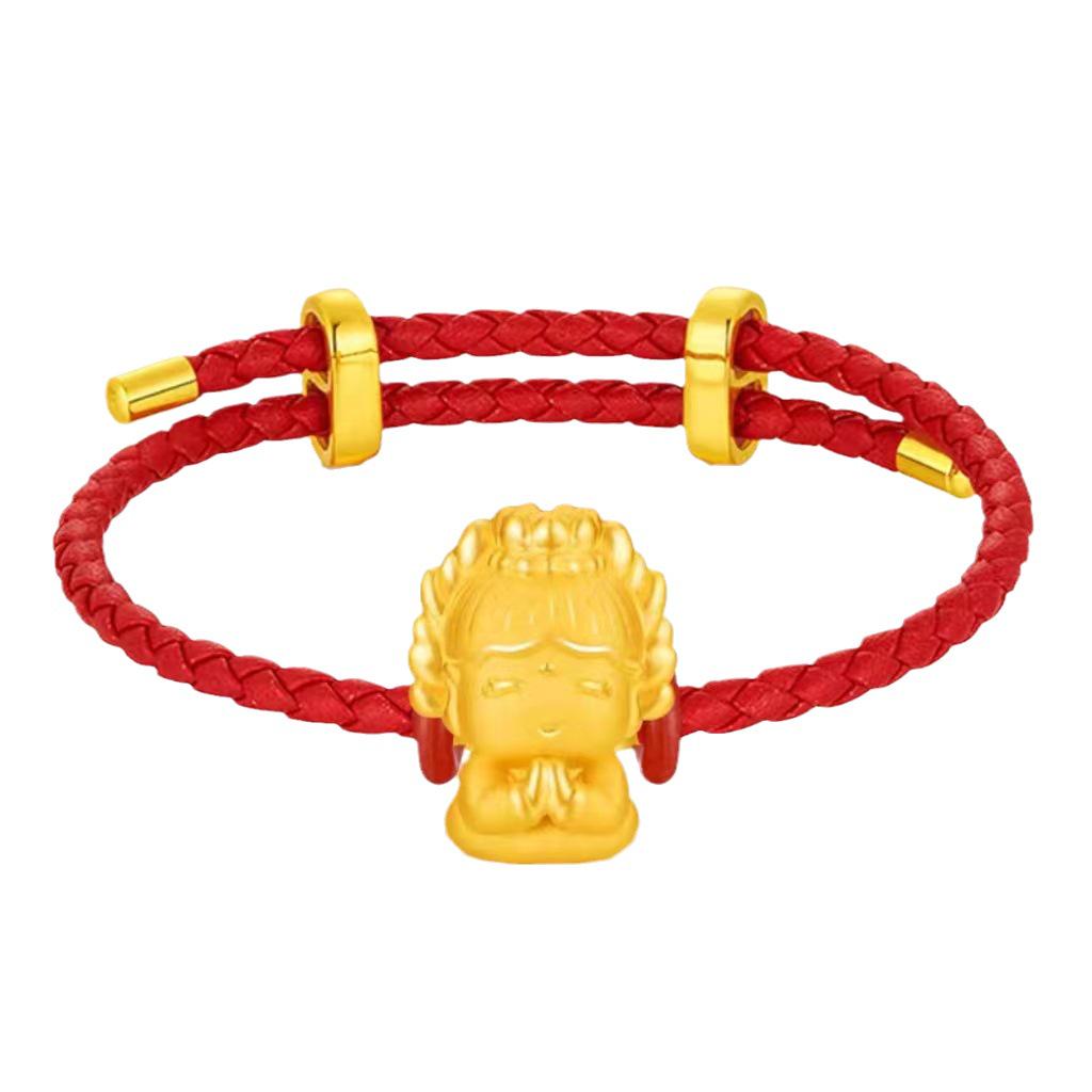 Thousand-Hand Guanyin Bracelet: Gold Buddha Design with Vietnamese Sand Gold, Zodiac Signs, Unisex Style for Couples