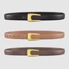 Women's Retro U-Buckle Cowhide Leather Belt - Thin, 2.3cm Wide, Versatile Decorative Dress Waistband