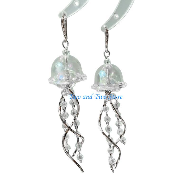 HX6F Jellyfish Tassels Drop Pendant Earrings Temperament Dangle Earrings Jewelry